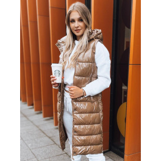 Hosszú, fényes, barna női mellény