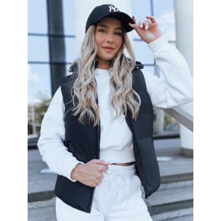 Női, kapucnis mellény, fekete színben