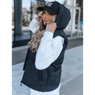 Női, kapucnis mellény, fekete színben