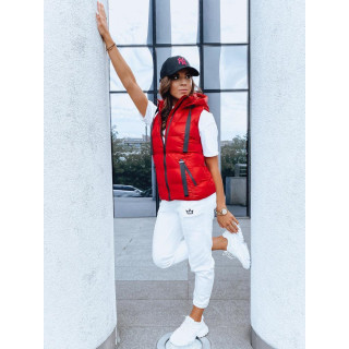 Női, piros steppelt mellény