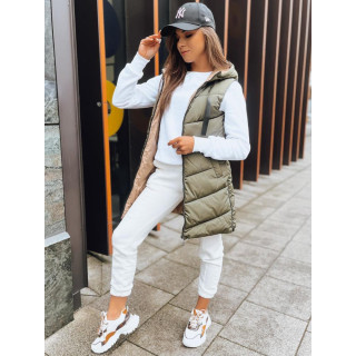 Kétoldalú női mellény, zöld színben