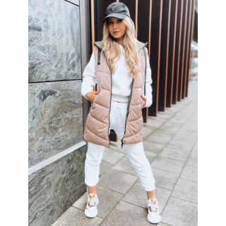 Kétoldalú női mellény, barna színben