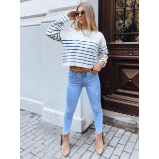 Női csíkos pulóver, szívecskékkel