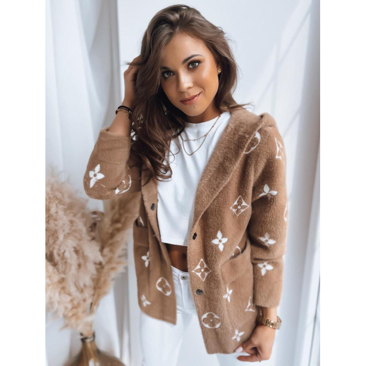 Világosbarna színű, oversize alpaka kabát