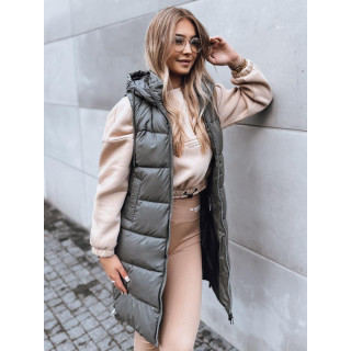 Sötétszürke, női mellény, varrással