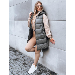 Sötétszürke, női mellény, varrással