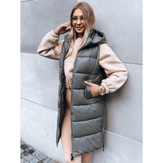 Sötétszürke, női mellény, varrással