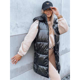 Hosszú, fényes, fekete mellény