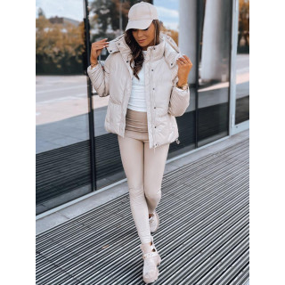 Női bőrdzseki, bézs színben