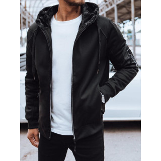 Fekete, férfi bélelt, cipzáras pulóver