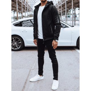 Fekete, férfi bélelt, cipzáras pulóver