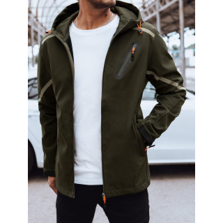 Zöld, softshell kabát, kapucnival