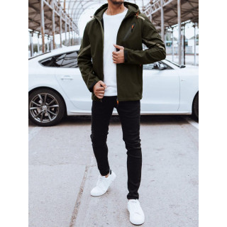 Zöld, softshell kabát, kapucnival