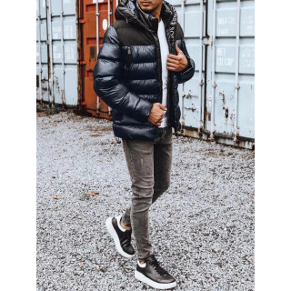 Sötétkék, steppelt férfi kabát