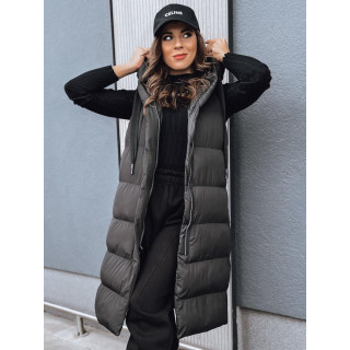 Hosszú női mellény, fekete színben