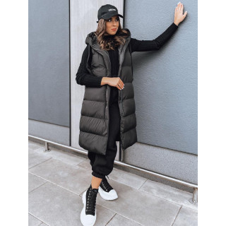 Hosszú női mellény, fekete színben