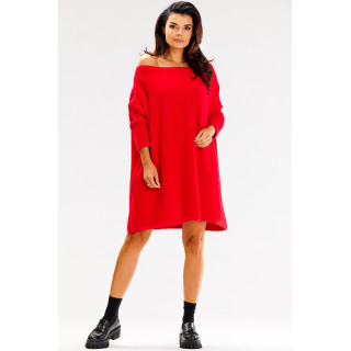 Női oversize pulóver, piros színben