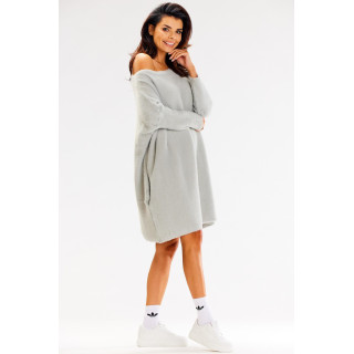 Női oversize pulóver, szürke színben