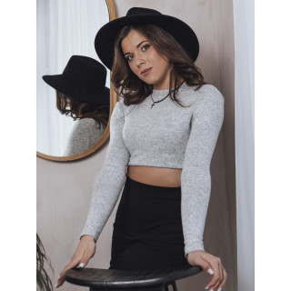 Női rövid pulóver, világosszürke színben