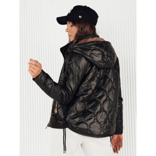 Női steppelt fekete kabát tavaszra