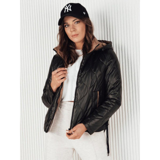 Női steppelt fekete kabát tavaszra