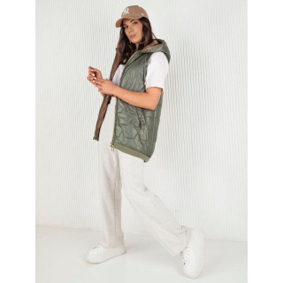 Aszimmetrikus zöld steppelt mellény