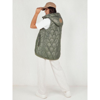 Aszimmetrikus zöld steppelt mellény