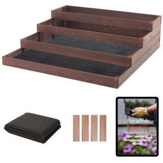 Impregnált 4 szintes faágyas - 120x120x36cm