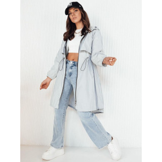 Tavaszi női parka kabát világosszürke színben