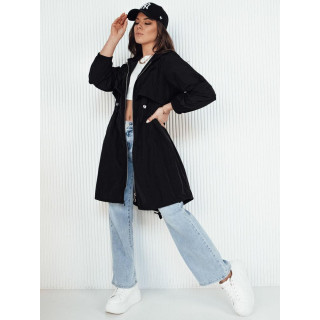 Női hosszú fekete parka tavaszra