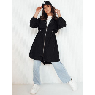 Női hosszú fekete parka tavaszra