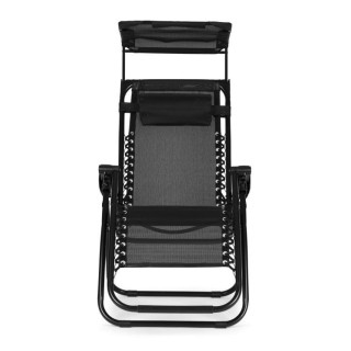 Kerti nyugágy, napellenzővel, fekete színben