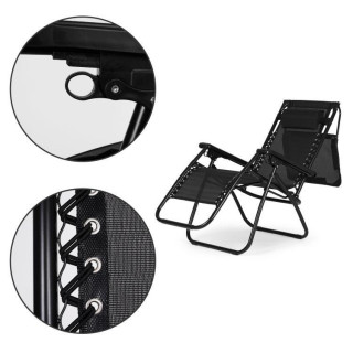 Kerti nyugágy, napellenzővel, fekete színben