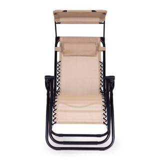 Bézs színű, kerti nyugágy, napellenzővel