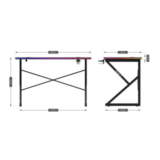 Fekete játékasztal Huzaro HERO 1.7 RGB BLACK