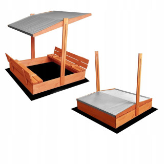 Állítható szürke napellenző homokozóhoz - 120x120 cm