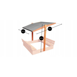 Állítható szürke napellenző homokozóhoz - 120x120 cm