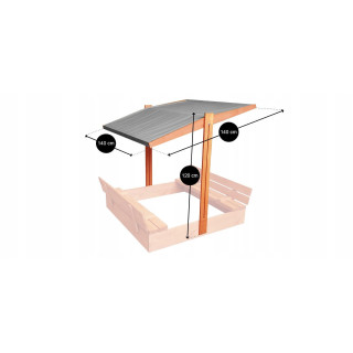Állítható piros napellenző homokozóhoz - 140x140 cm