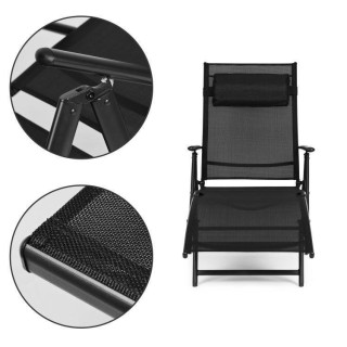 Fekete kerti nyugágy állítható háttámlával