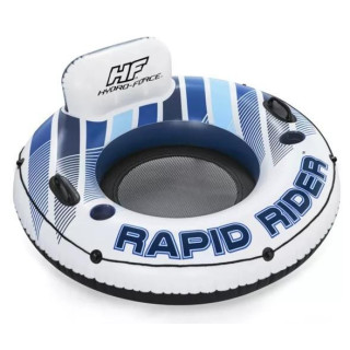 Felfújható kék-fehér úszókerék háttámlával