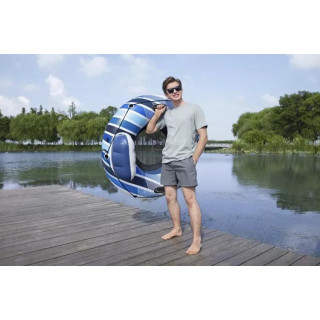 Felfújható kék-fehér úszókerék háttámlával