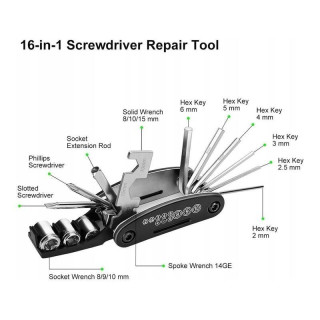 Kerékpárkulcs készlet 16az1-ben