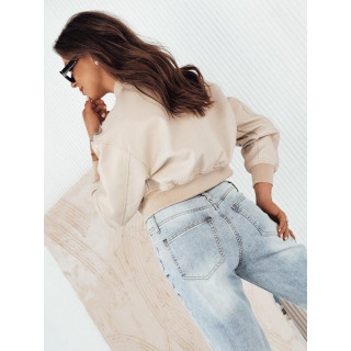 Bézs színű női szegecses bőrdzseki