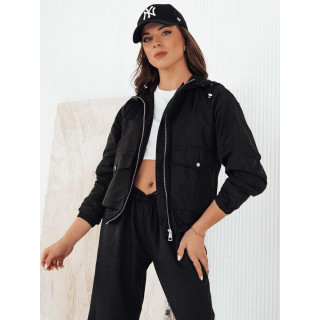 Fekete átmeneti kabát kapucnival