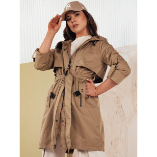 Átmeneti sötétbézs parka övvel