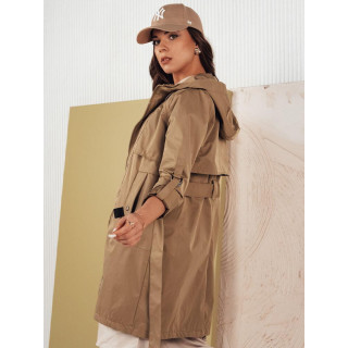 Átmeneti sötétbézs parka övvel