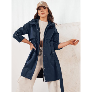 Átmeneti sötétkék parka övvel