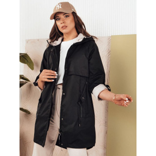 Fekete tavaszi parka kapucnival