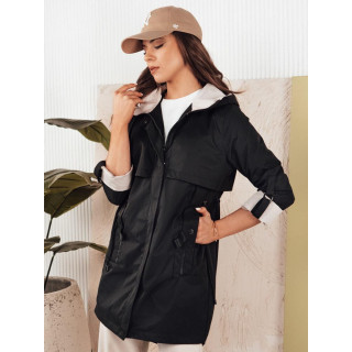 Fekete tavaszi parka kapucnival