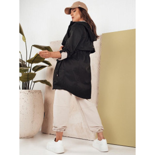 Fekete tavaszi parka kapucnival